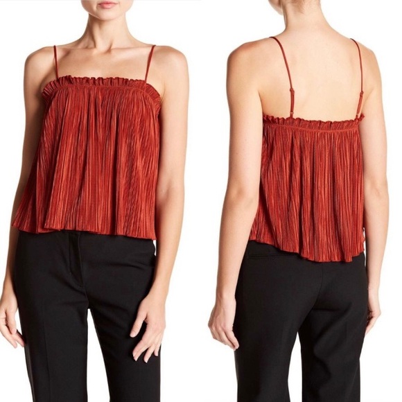 HP! Madewell β Nicole Cropped Plisse Camisole in Red Orange XXS - Picture 3 of 7